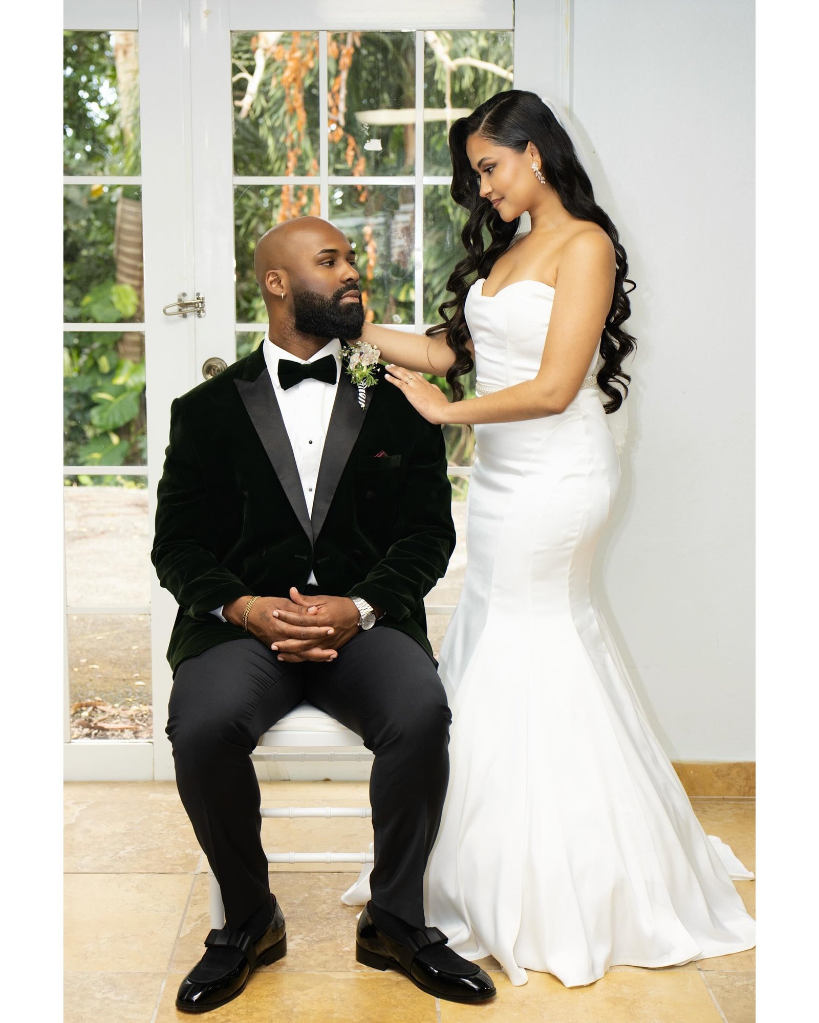 Newly married couple in an intimate portrait